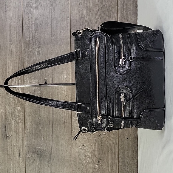 Brighton Morrison Black Leather Crossbody Shoulder Bag Tote Handbag Rare - Picture 1 of 13